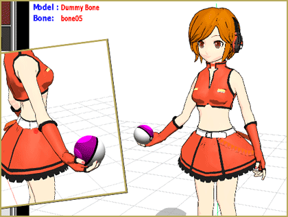 Pose your dancer with the ball on the dummy bone in MikuMikuDance 7.39