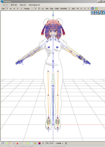 MMD model with missing textures due to scrambled file names.
