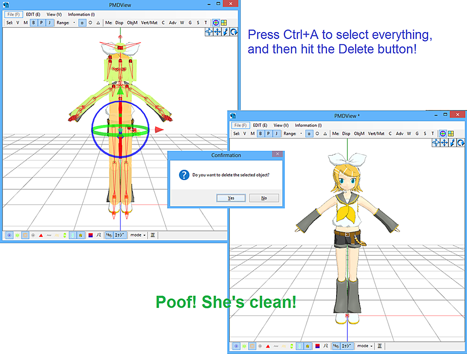 Delete Rin's bones and Physics! - Using a Placeholder .x Model image on LearnMMD.com