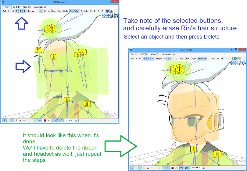 How to cut Rin's hair - Using a Placeholder .x Model image on LearnMMD.com