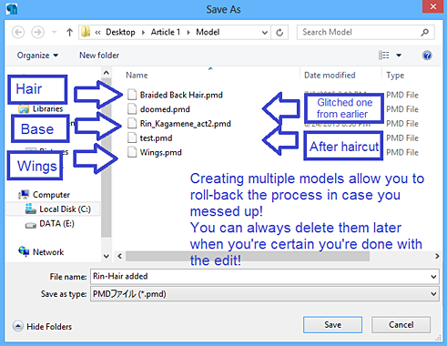 Use "Save As" to give them different names! - Using a Placeholder .x Model image on LearnMMD.com