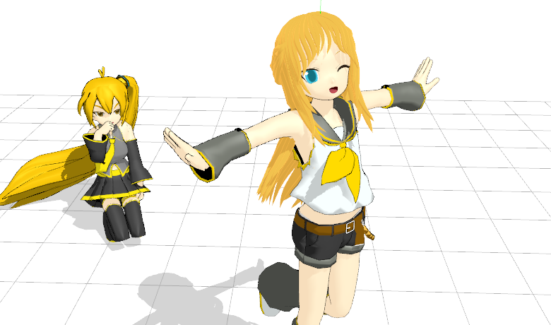 Rin has new hair, Neru is jealous! - Using a Placeholder .x Model image on LearnMMD.com