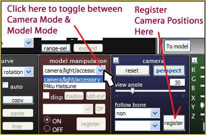 Change between Camera and Model Modes... and be sure to register your positions.