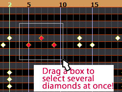 Drag a box to select several diamonds at the same time.