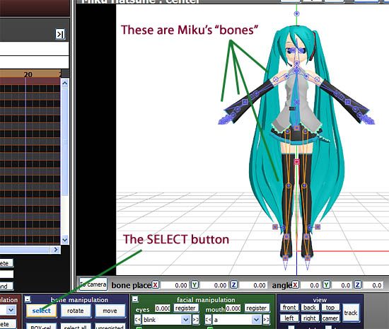 All of those blue elements are Miku's bones.