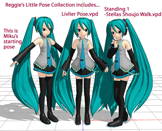 Reggie's Little Pose Collection on LearnMMD.com contains useful MMD poses to get you started!