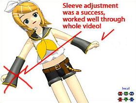 Watch MMD animations for sthe hand poking through the sleeve... and clean it up! LearnMMD.com MMD MikuMikudance