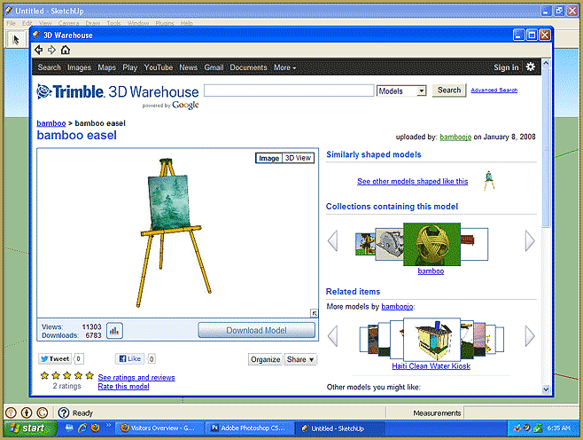 I searched for OFFICE EASEL and chose this one from the Sketchup 3-D Warehouse.