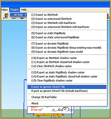 Choose "Export as generic DirectX file" as you convert the Sketchup model into a DirectX .x Accessory for MMD 7.39