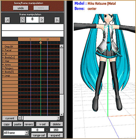 Copy and Paste for Repetitive Motion in MikuMikuDance