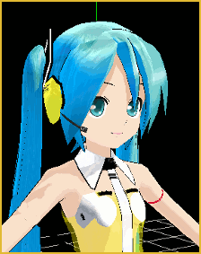 Yellow PV LAT Miku downloaded from a MMD Newcomers find on YouTube.