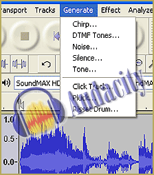The Audacity Generate Menu lets you add silent breaks to your WAV file.