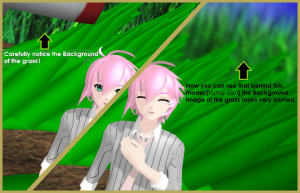 The MikuMikuEffect SvDOFeffect is adjustable so you can set the amount of blur.