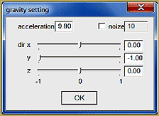 The MikuMikuDance Gravity Settings panel is easy to use ...with powerful effects!