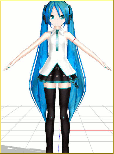 This LAT model has a 2-D face on a 3-D body when you use a shader on all but her face.