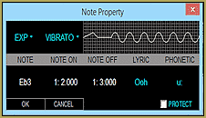 One of the Vocaloid sound properties menus ...