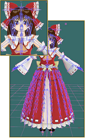 NyaReimu is a complicated model. Be ready to wait as you Render to AVI!