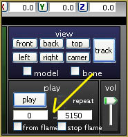 start and stop frames in the play panel