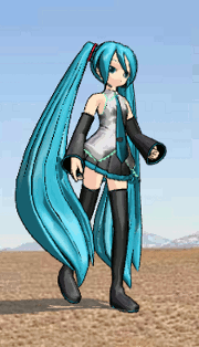 Hatsune Miku is the featured model included with MikuMikuDance