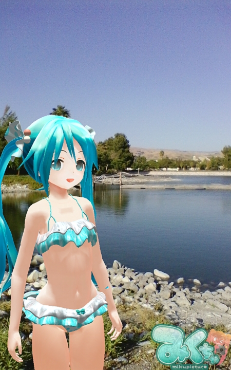 Miku is showing-off her new bikini while visiting Hidden Lake Park, located in the City of Milpitas in California.