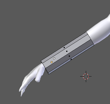 Sized Cylinder on Wrist of the MMD model I am maknig in Blender 