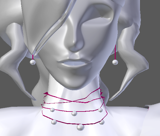 Finished Earrings on the model, Camila, I am making from scratch using Blender.