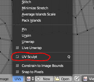 Location of UV Sculpt tooll in Blender