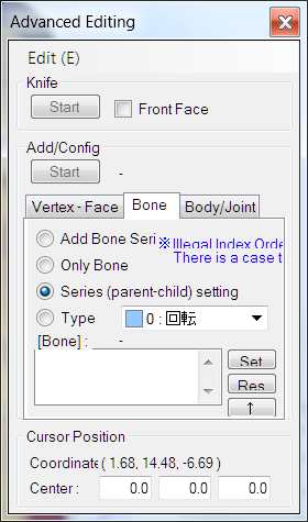 Advanced Editing Window on Bone Tab