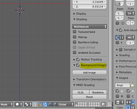 Location of Background Images Menu in Blender