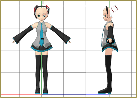 Orthographic View of Hatsune Miku Model