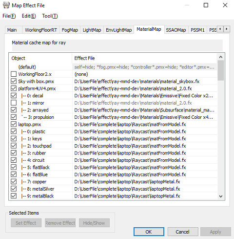 mmd loading raycast with materials