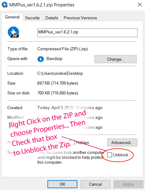 Unblock the Zip before you Extract any files.