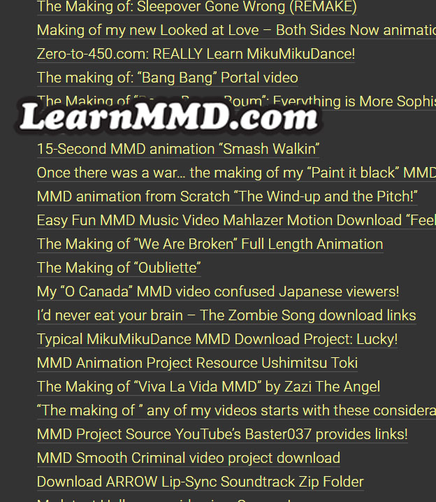 Contents – A List of LearnMMD Tutorials and Articles
