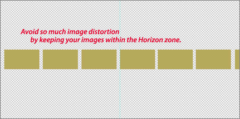 Keep your "image area" along the horizon to avoid the spherical distortions.