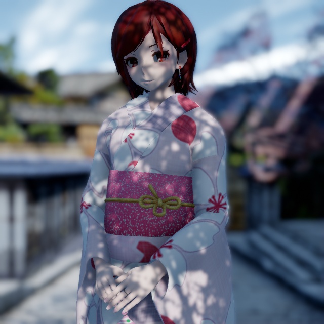 The play of the shadows on the yukata makes it looks so soft and light. MMD Ray-MMD Raycast adds so much "reality"!