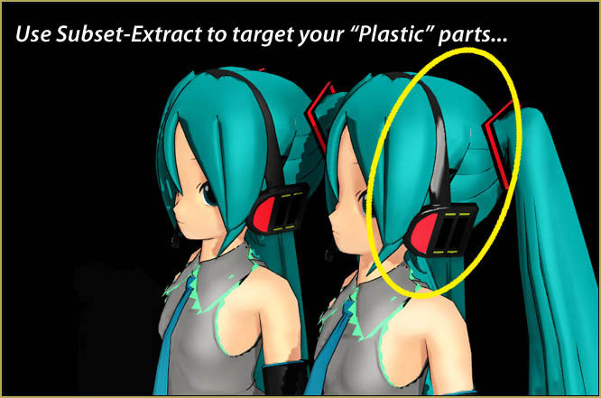 Use Subset-Extract to target the plastic parts of your MMD models... MME Plastic Effect