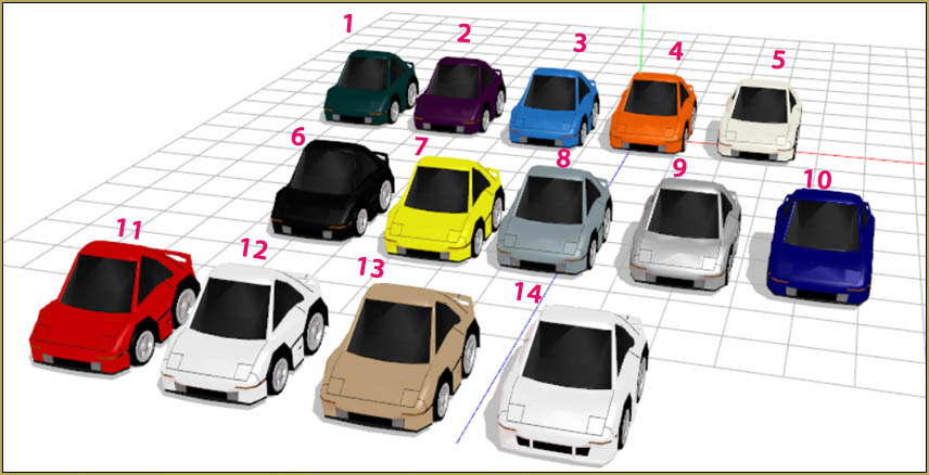 Fourteen little car models... fun stuff!
