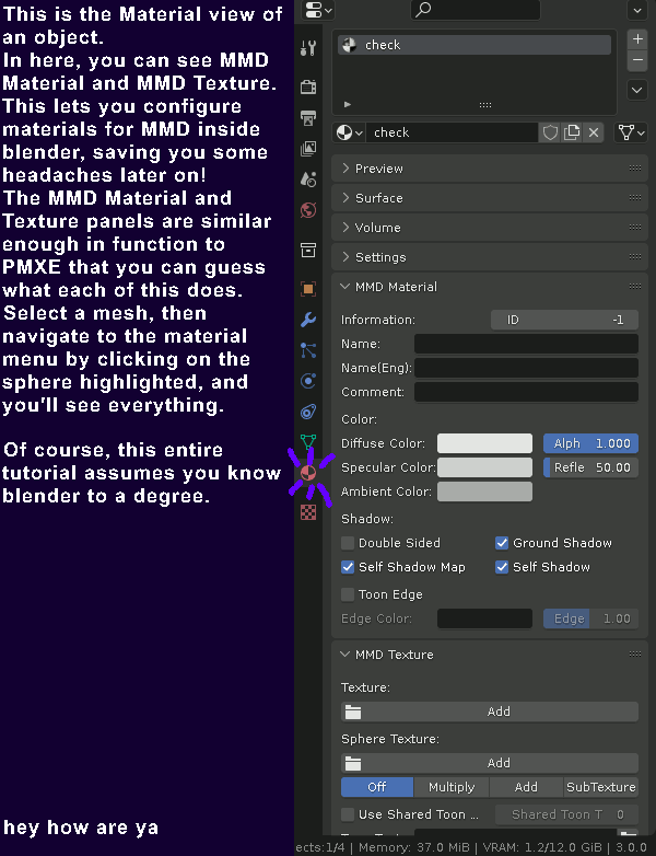 Highlighting the Material View found in every mesh.