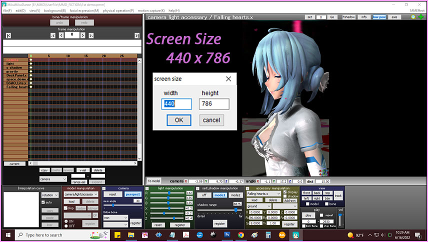 I chose a screen-size 0f 440 x 786 which worked well for my MMD Cell Phone Video.